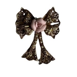 Vintage Antique Jewelry 1928 Romantic Rose adenine Bow Pin Brooch